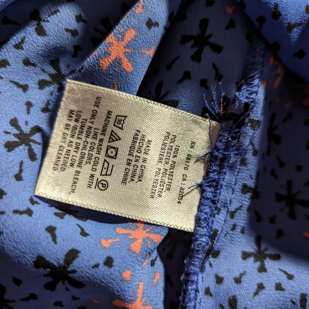Maeve Anthropologie Blue and Orange Star Print Blouse - Picture 4 of 4